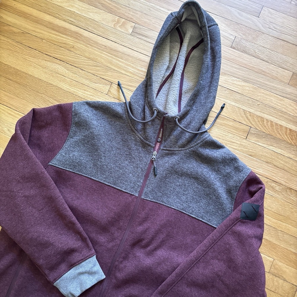 The North Face Hoodie Men's XXL Full Zip Outdoor Gorpcore Hiking Burgundy Gray